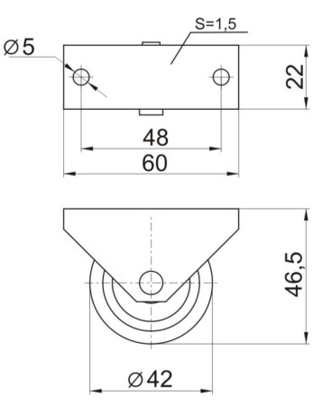 Опора колёсная №512Р (покрытие колеса резина)